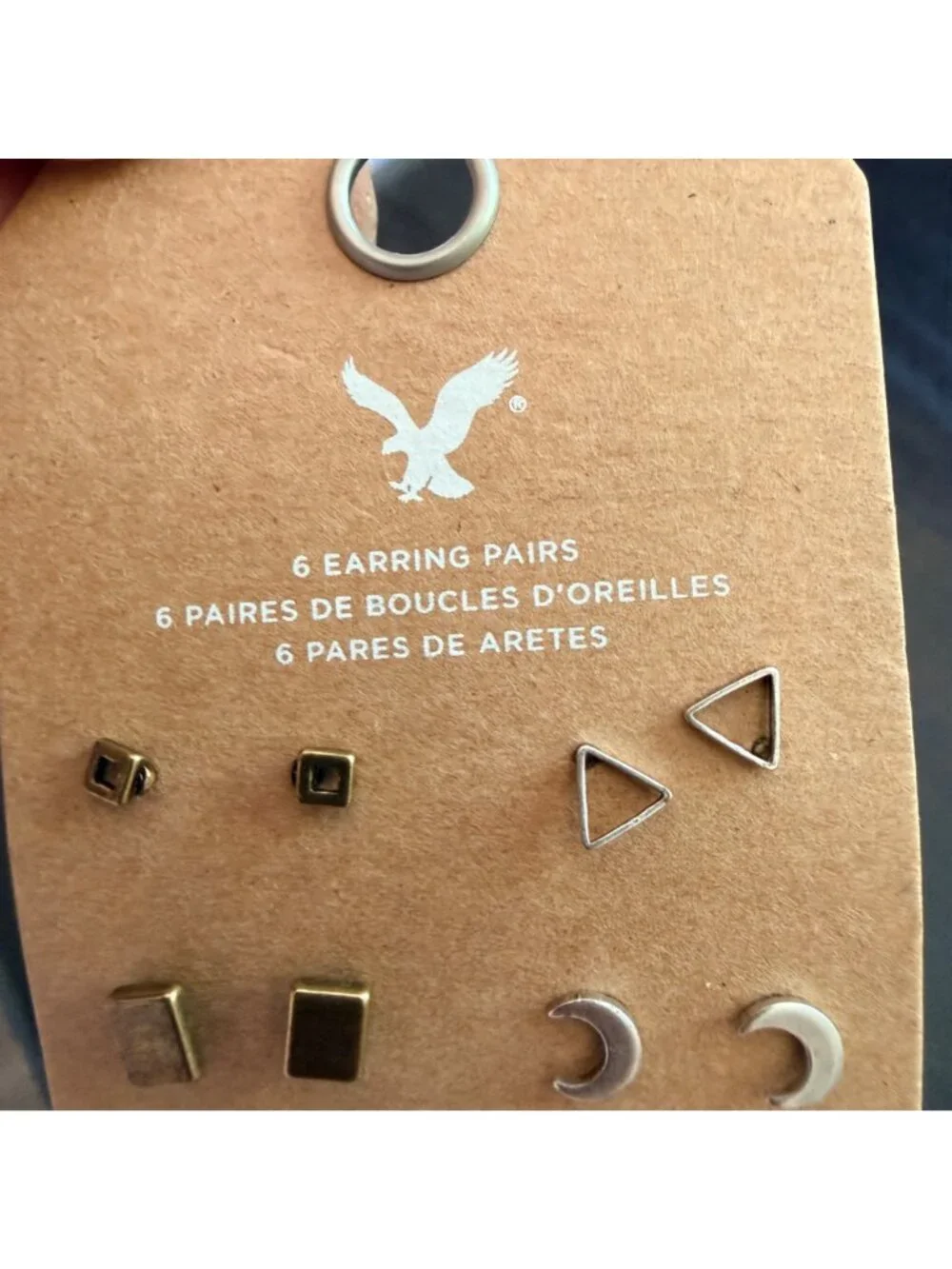 American Eagle Outfitters‎ AEO 6 Earring Set Mixed Metal Stud Hoop Minimalist
